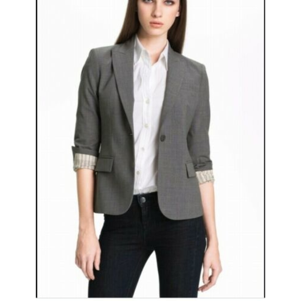 $395 Theory Gabe B Gray Sz 6 Wool Blend Blazer